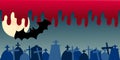 Halloween background with bat, blood and cemetery vector banner card Royalty Free Stock Photo