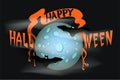 Halloween background with big moon and bats. Royalty Free Stock Photo