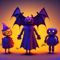 Halloween background cartoon character Monster elemens