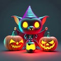 Halloween background cartoon character Monster elemens