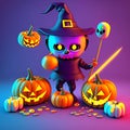 Halloween background cartoon character Monster elemens