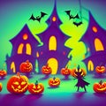 Halloween background cartoon character Monster elemens