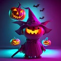 Halloween background cartoon character Monster elemens