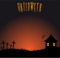 Halloween background with cemetery