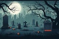 Halloween background design with 404 Timeout Error webpage with a graveyard backdrop, misty atmosphere, and ghostly vector