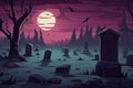 Halloween background design with 404 Timeout Error webpage with a graveyard backdrop, misty atmosphere, and ghostly vector