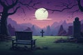 Halloween background design with 404 Timeout Error webpage with a graveyard backdrop, misty atmosphere, and ghostly vector