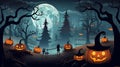 Halloween background with Evil Pumpkin.