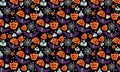 Halloween background with flat icons on a black background Royalty Free Stock Photo