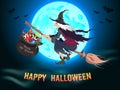 Halloween background with flying witch Royalty Free Stock Photo