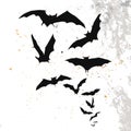 Halloween background with a full moon and bats