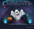 Halloween background with Ghost with pumpkin