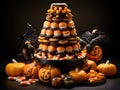 Halloween background with glorious stack of sweets and candy Royalty Free Stock Photo