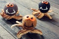 Halloween background, handmade, pumpkin, spider, october Royalty Free Stock Photo