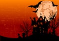 Halloween background with haunted house