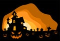 Halloween background with haunted house.