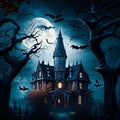 Halloween background with haunted house Royalty Free Stock Photo