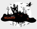 Halloween background. House of terror and cemetery