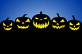 Halloween banner background with Jack o` lantern pumpkins Royalty Free Stock Photo