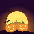 Halloween background night forest with moon illustration. Allhallows Eve. Saints Day Royalty Free Stock Photo