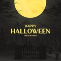 Halloween background night forest with moon vector illustration. Allhallows Eve. Saints Day Royalty Free Stock Photo