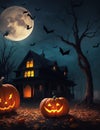 halloween background with pumpkin Generative by Ai