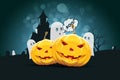 Halloween Background with Pumpkin and Ghost Royalty Free Stock Photo