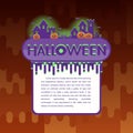 Halloween background with pumpkin, haunted house. Flyer or invitation template for Halloween party. Royalty Free Stock Photo