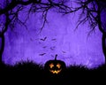 Halloween background with pumpkin on purple background Royalty Free Stock Photo