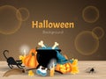 Halloween background with Halloween pumpkins. Royalty Free Stock Photo