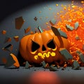 Halloween background pumpkins and Bats cartoons