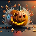 Halloween background pumpkins and Bats cartoons