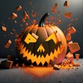 Halloween background pumpkins and Bats cartoons