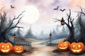 Halloween background with pumpkins