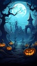 Halloween Background with Pumpkins In The Spooky Night Royalty Free Stock Photo