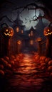 Halloween Background with Pumpkins In The Spooky Night Royalty Free Stock Photo