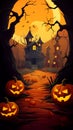Halloween Background with Pumpkins In The Spooky Night Royalty Free Stock Photo