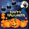 Halloween background with pumpkins, text and photo frames Royalty Free Stock Photo