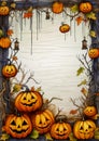 Halloween background with pumpkins. Vector illustration.