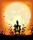 Halloween background with scary Dracula castle Royalty Free Stock Photo