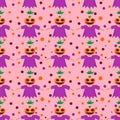 halloween background seamless pattern cartoon pumpkin ghost in scarecrow and circle pattern, gift wrap concept, candy wrapper,