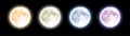 Halloween background. Set of four different moons on a black background. Detailed illustration