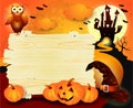 Halloween background with sign, in orange Royalty Free Stock Photo