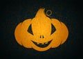 Halloween background with a smiling, delicate, glowing pumpkin