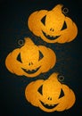 Halloween background with a smiling, delicate, glowing pumpkins