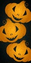 Halloween background with a smiling, delicate, glowing pumpkins