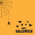 Halloween background with a spider and a web.