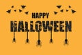 Halloween background with spiders and bats.