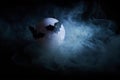 Halloween background. Spooky scary dark night full moon and bats. Royalty Free Stock Photo