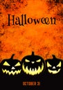 Halloween banner grunge background with Jack-o-lantern pumpkins Royalty Free Stock Photo